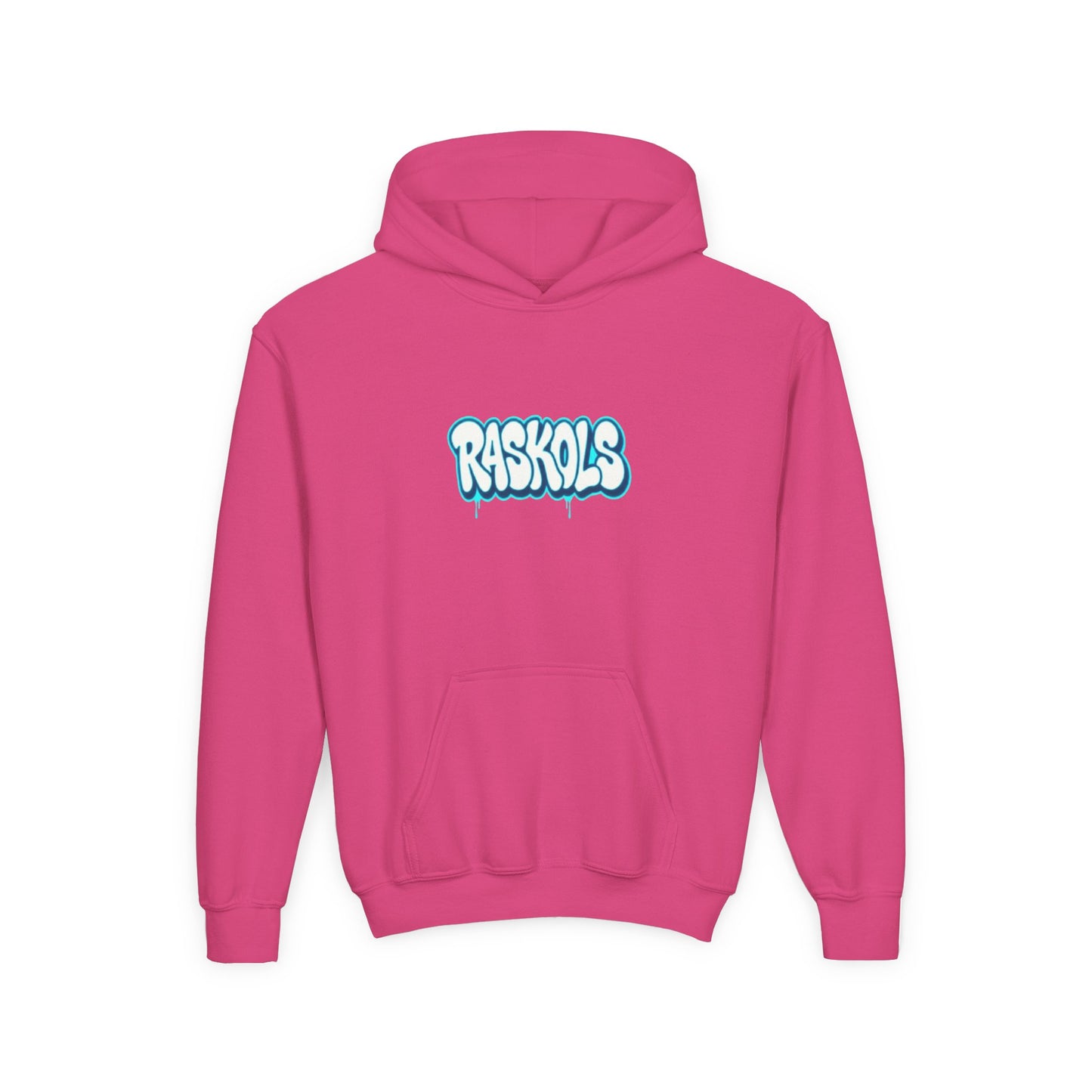 Raskols Youth Hoodie — Retro Blue Graffiti Logo