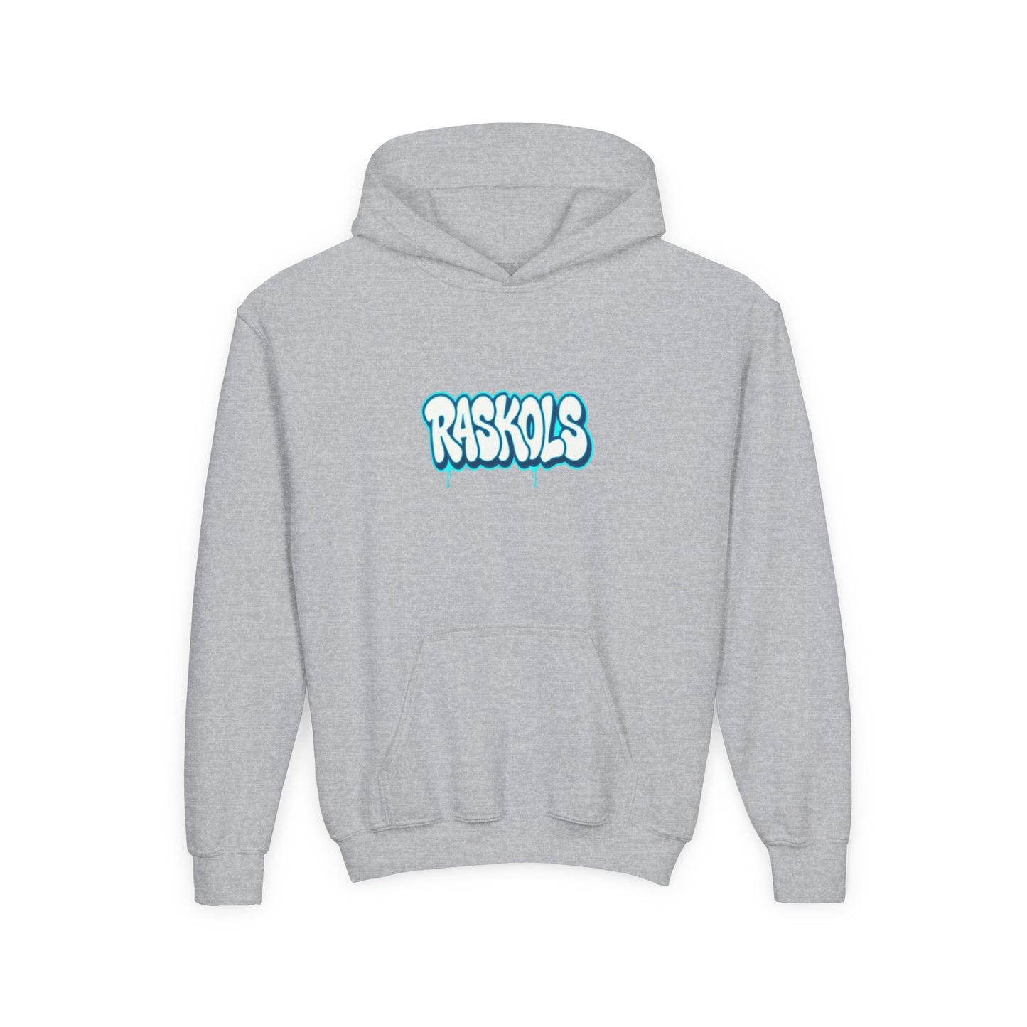 Raskols Youth Hoodie — Retro Blue Graffiti Logo