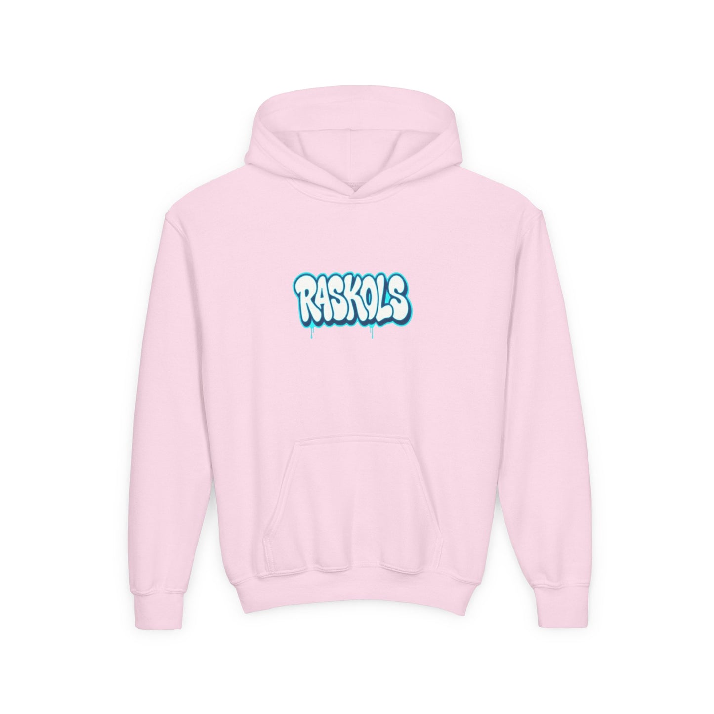 Raskols Youth Hoodie — Retro Blue Graffiti Logo