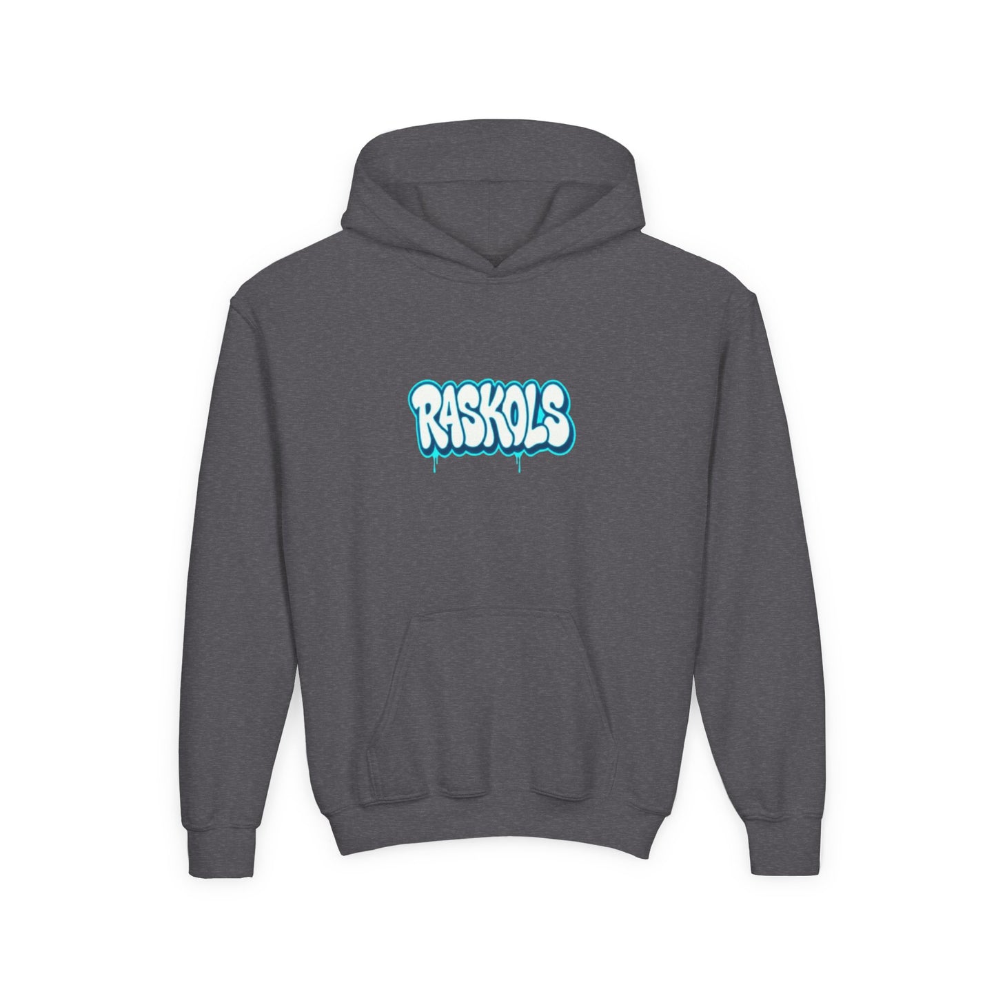 Raskols Youth Hoodie — Retro Blue Graffiti Logo