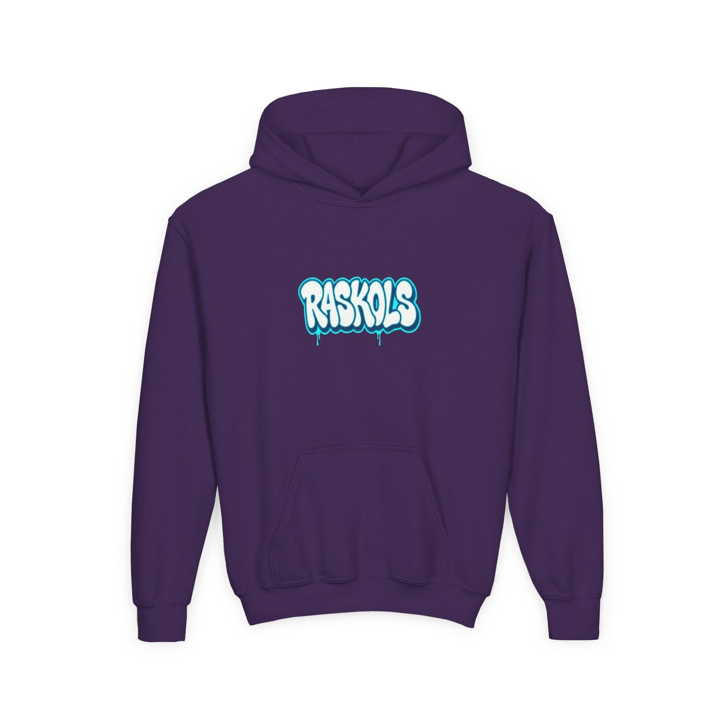 Raskols Youth Hoodie — Retro Blue Graffiti Logo