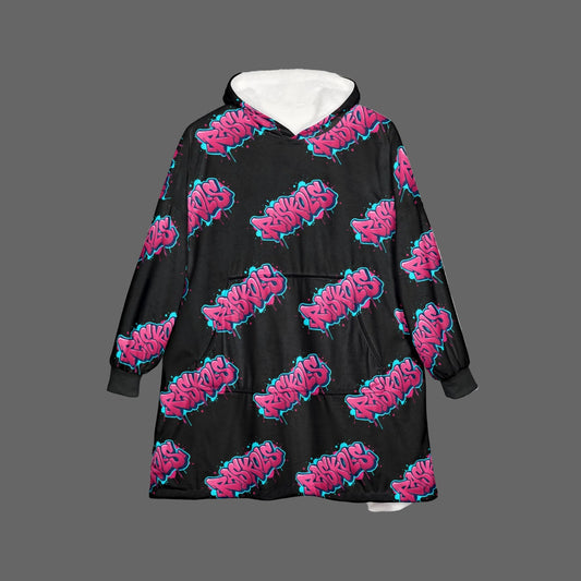 Raskols Hooded Blanket — Neon Graffiti "Vibes" Cozy Throw