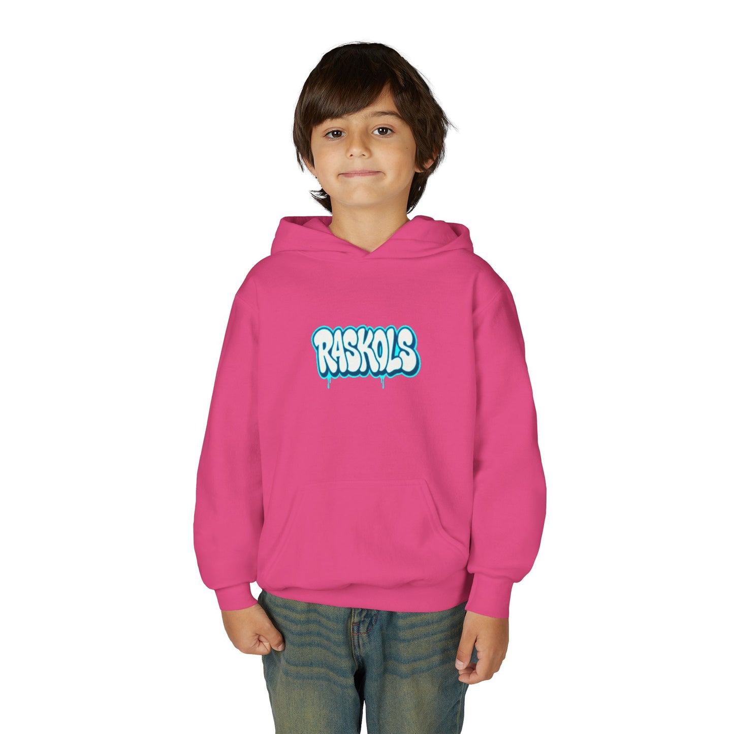Raskols Youth Hoodie — Retro Blue Graffiti Logo