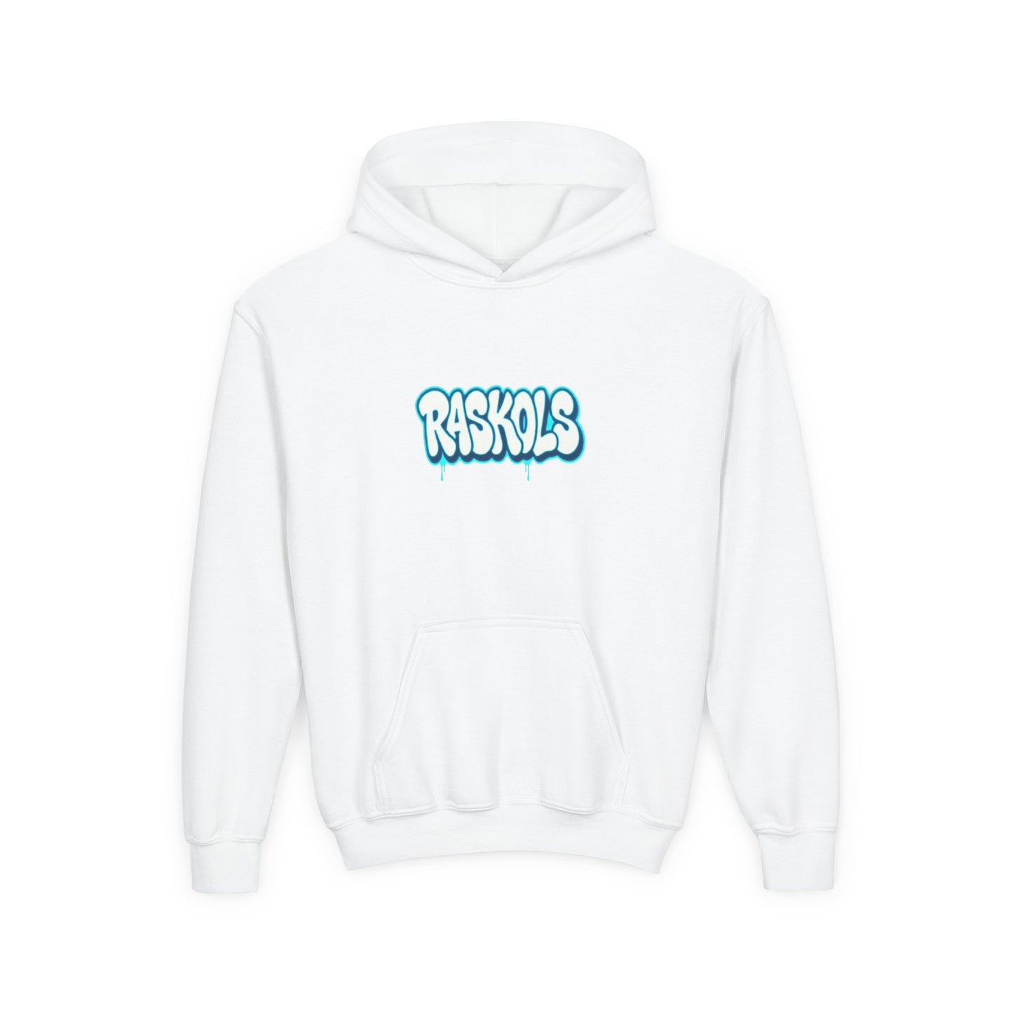 Raskols Youth Hoodie — Retro Blue Graffiti Logo